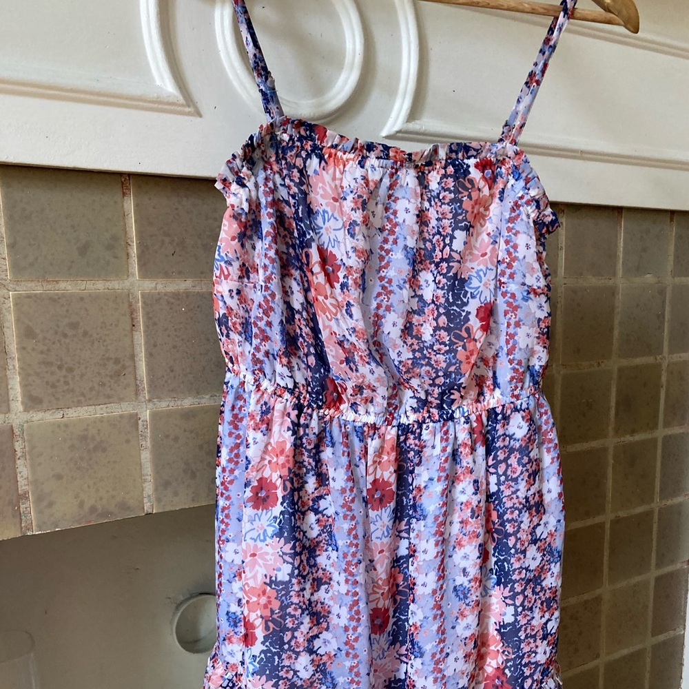 Spaghetti straps fully lined summer mini dress adjustable straps